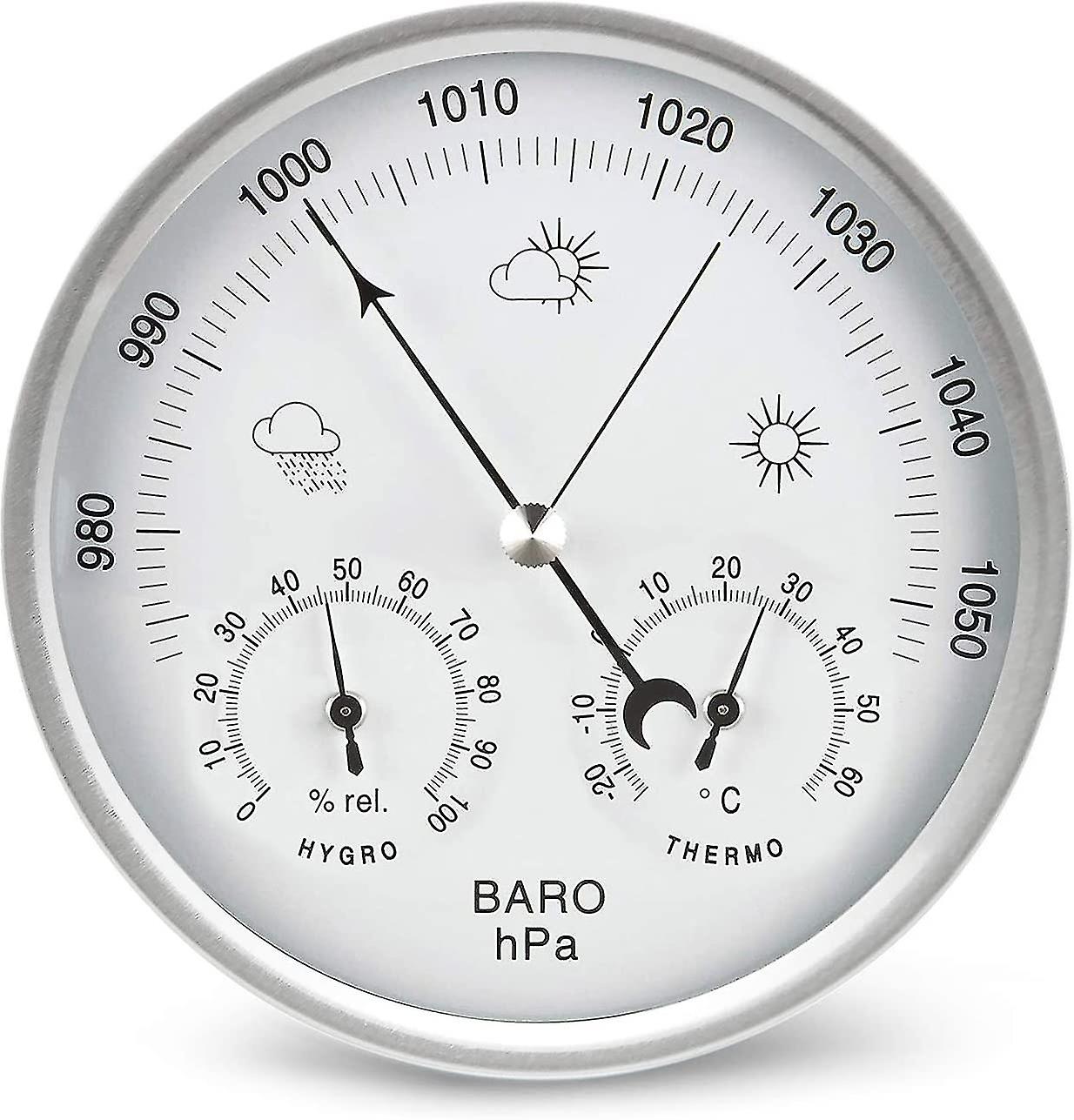 Väderstation Analog rattbarometer med termometer hygrometer Lufttrycksmåttme