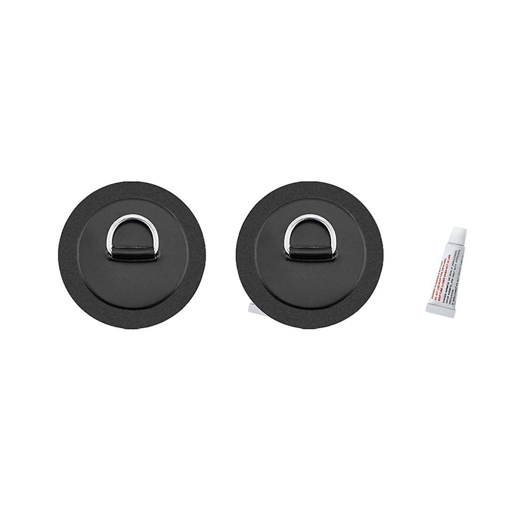 2x Edelstahl D-Ring Pad/Patch passend für PVC Schlauchboote Schwarz