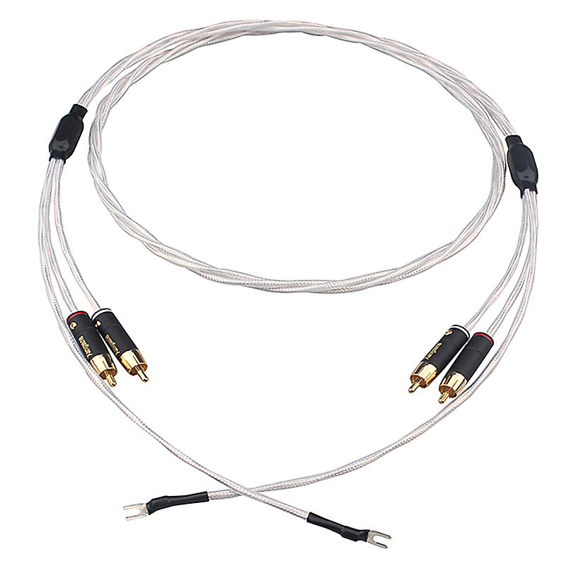 Hifi Lp Silver-plated Rca Hifi Audio Tonearm Cable With Ground Wire
