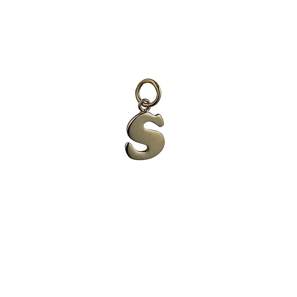 9ct Gold 11x9mm plain Initial S Pendant or Charm