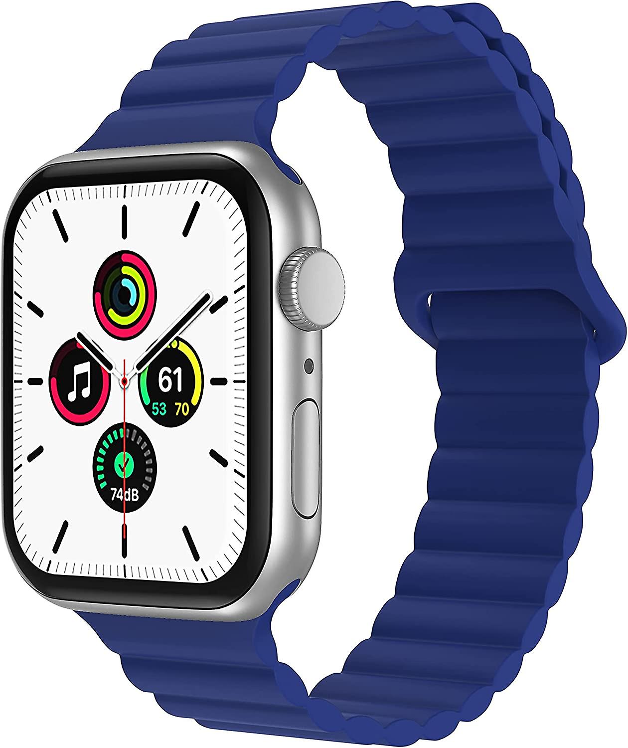 Compatible for Apple Watch Bands 38mm 40mm 41mm 42mm 44mm 45mm Enhanced Magnetic Soft Silicone Strap with Adjustable Loop for iWatch Series 7 6 5 4 SE