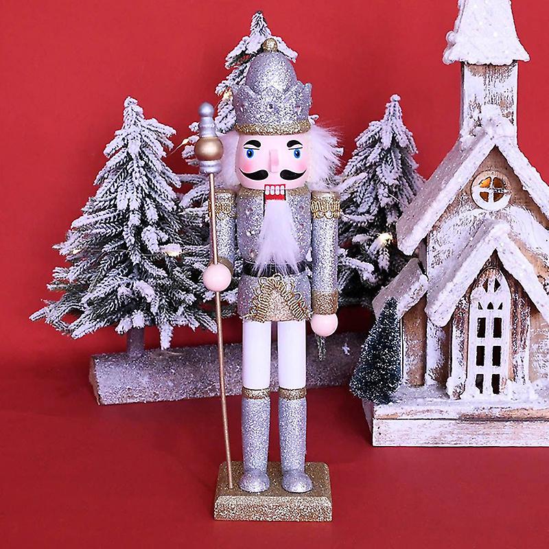 30cm Christmas Wooden Crafts Nutcracker Puppet Soldier Home Tabletop Ornaments
