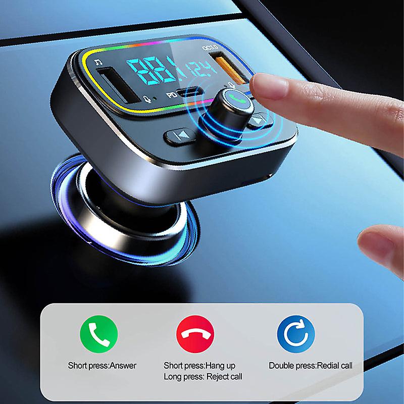 Qc3.0 Pd20w Car Mp3 Player Bluetooth 5.0 Fm Transmitter Handsfree Fast Charge Dual Usb Charger Tf U Disk Music Player