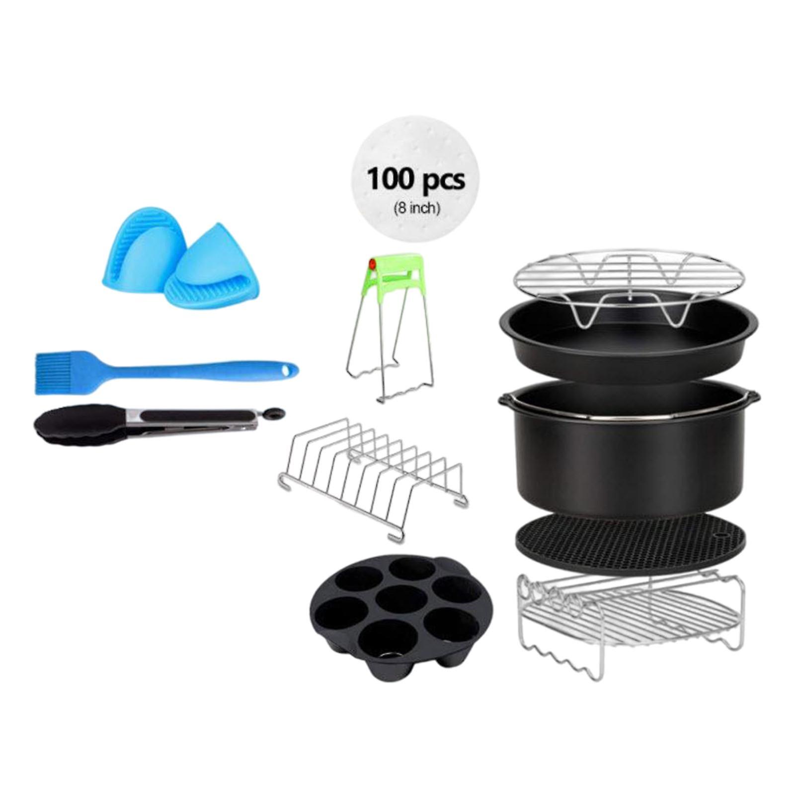 12pcs/set 8" Air Fryer Accessories 4.2QT-6.8QT Skewers Rack Baking Papers package 1