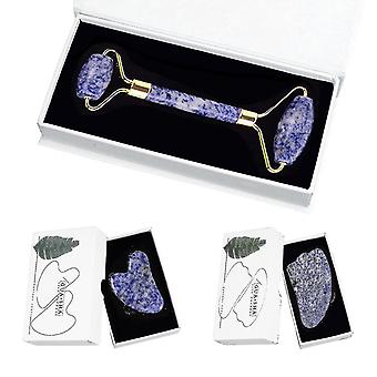 3 in 1 Jade Face Massage Roller Gua Sha Schraper Set 100% Natuurlijke Sodalite Stone Facial Massager Body Gua Sha Skin Care Tools