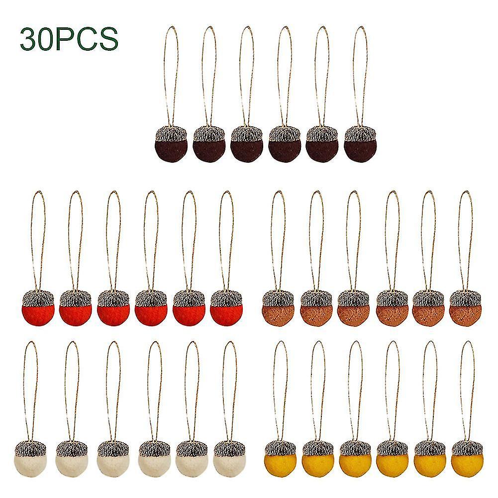 30pcs With Rope Felt Acorn Ornament Party Hanging Mini Christmas Decor