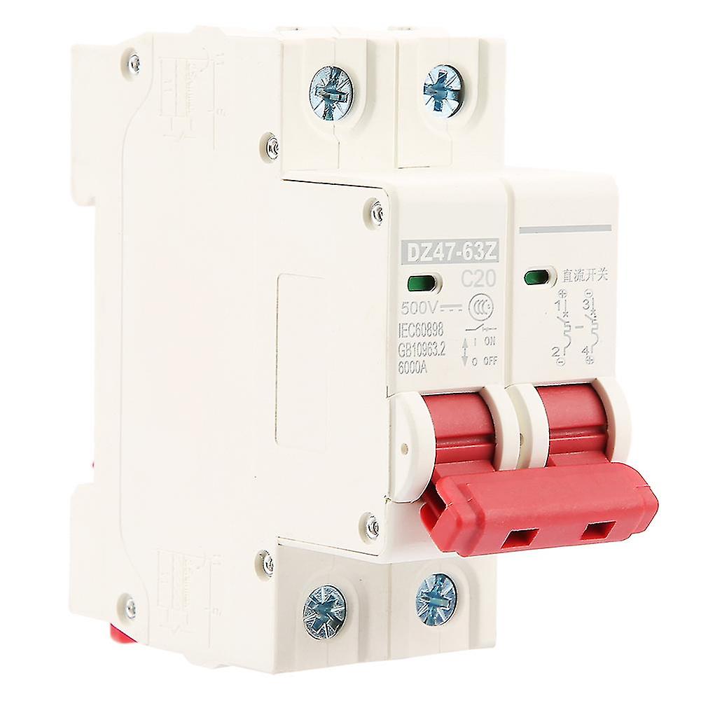 DZ47-63Z-2P DC 500V 10A/16A/20A/30A/40A/63A Mini Circuit Breaker MCB Safety Breaker (20A)