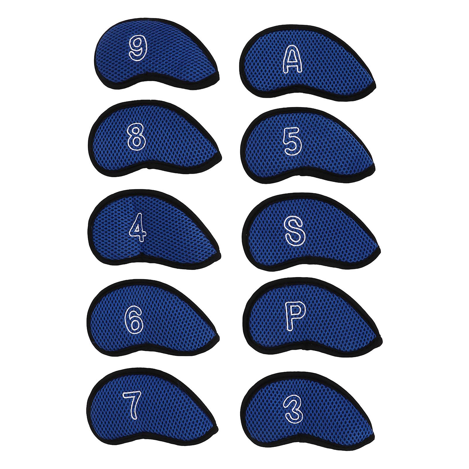 10 Royal Blue Golf Iron Headcovers with Numbered Protection