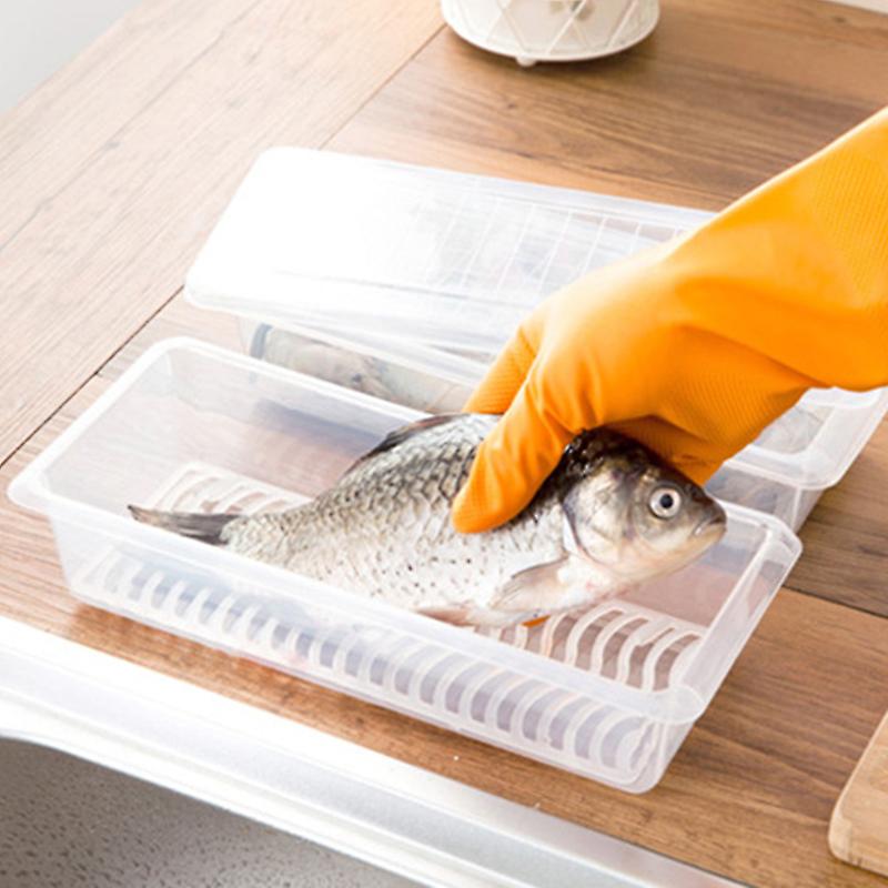 Food Storage Container PP Transparent Multifunctional Stackable Refrigerator Preservation Accessories with Draining Board Large 