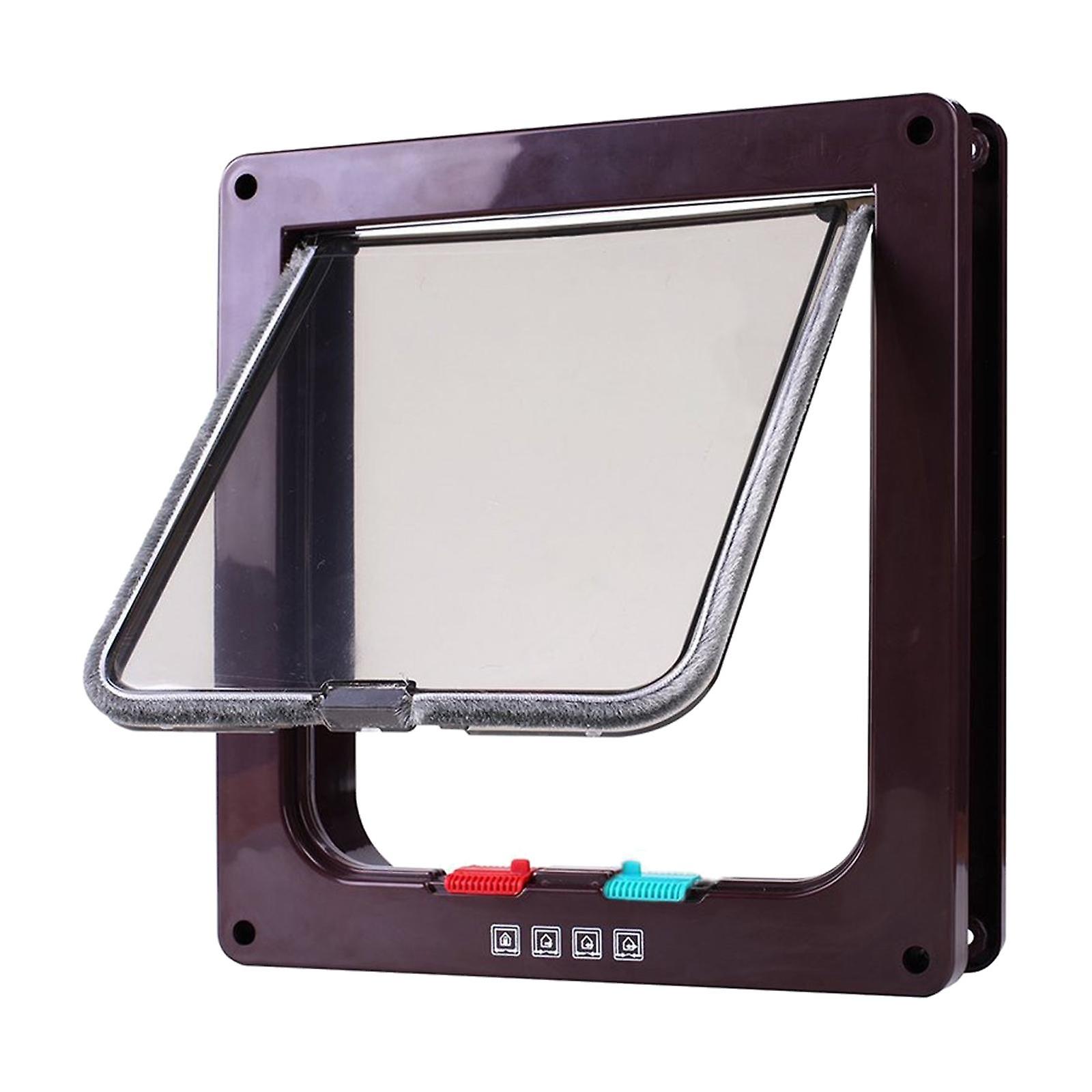 4-Way Locking Pet Door Frame Lockable Dog and Gate Cat Flap Door White S