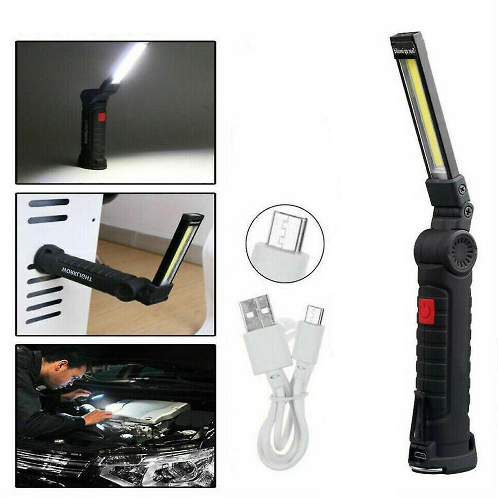 USB Rechargeable COB LED Work Light Dial Magnetic Base x1 Shop Lamp Z9I8