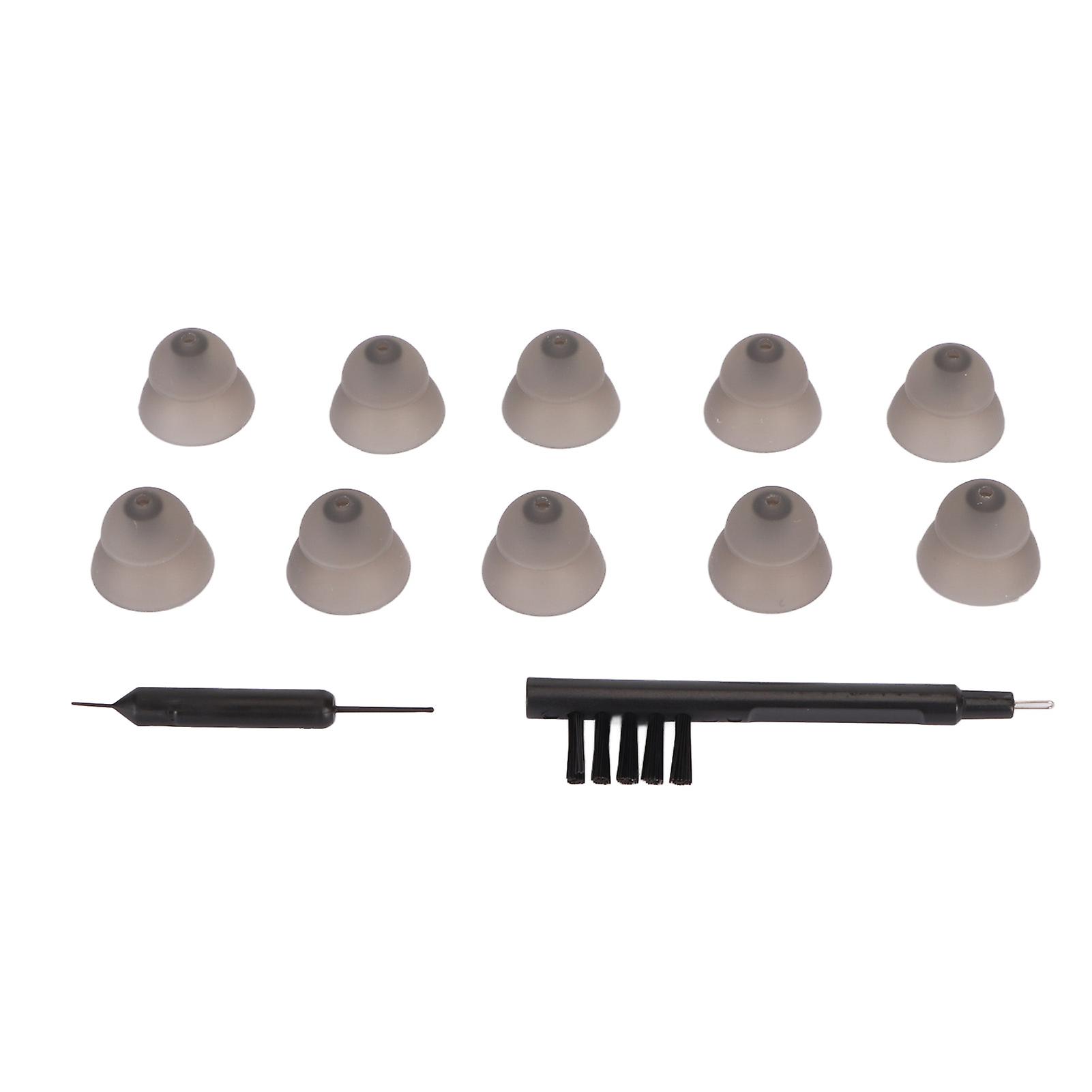 10 Pack Replacement Domes for Sound Aid Earbuds, Dual Layer, Sound Amplifier, Eartip for Resound Earbuds, Black, L, 0.5 in