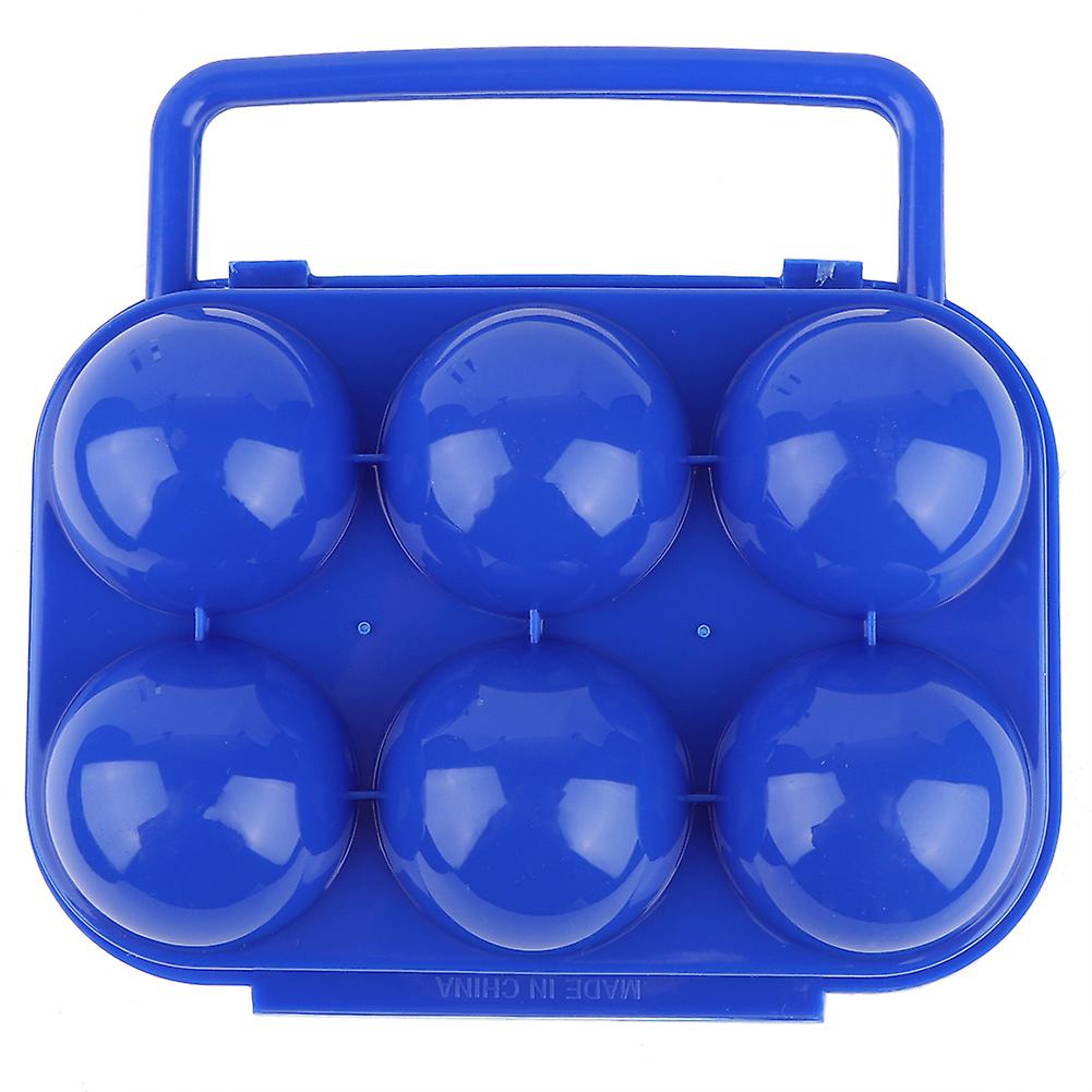 Double Side Egg Tray Storage Box Case Holder Container Organizer with Handle for 6 Eggs(blue)