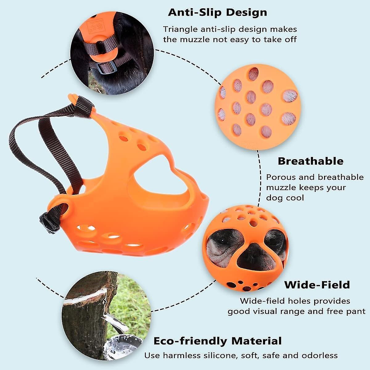 Dog Muzzle For Short Snout Dogs, Soft Silicone Muzzle For Biting Chewing, Ideal For Flat-faced Aggre