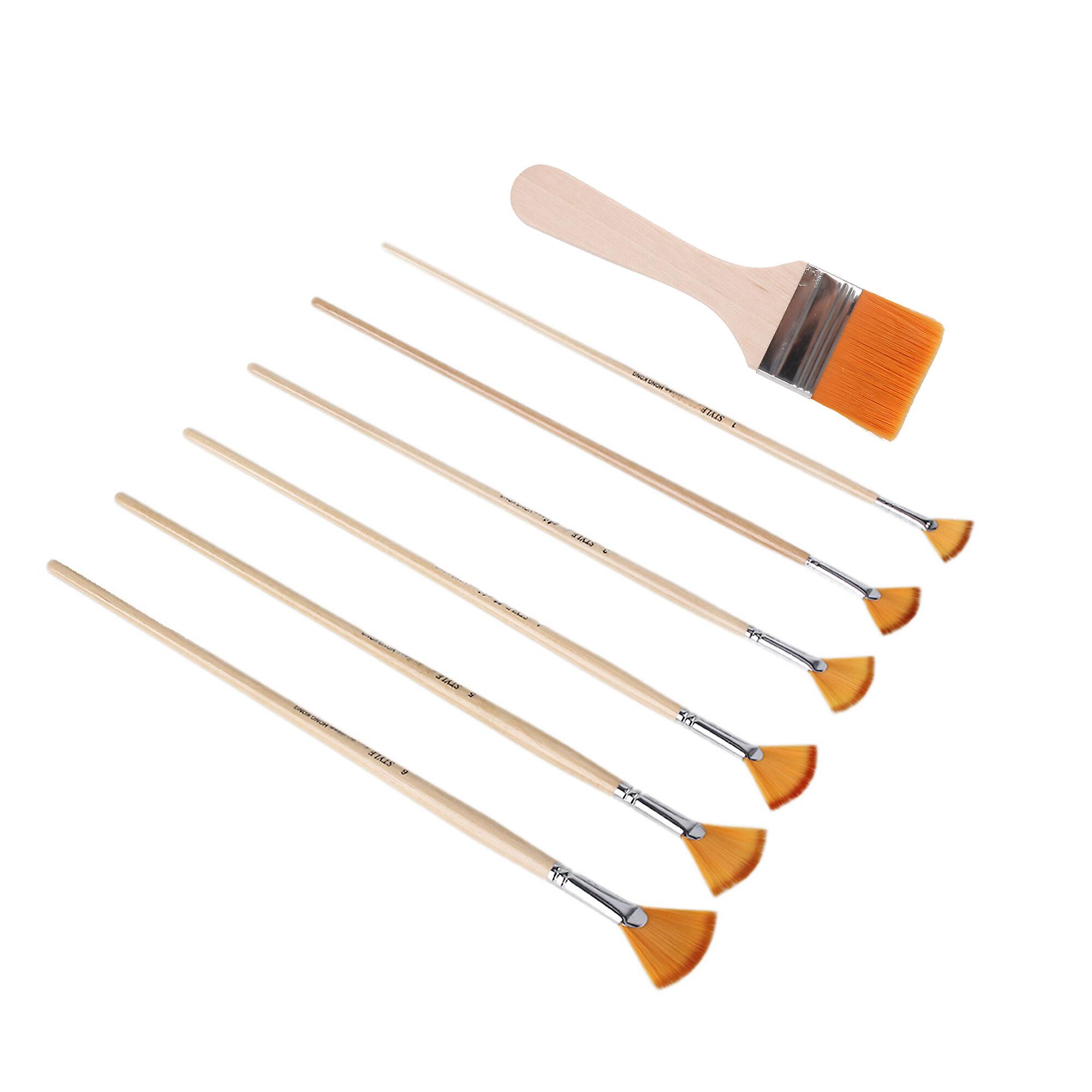 7 x Nylon Paint Brushes with 2 Inch Width Wooden Handle Paint Brushes