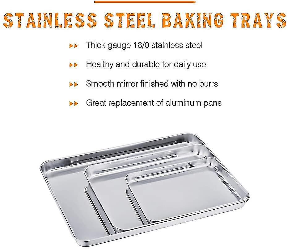 Backform Set von 3, Edelstahl Backblech Professionell, Ungiftig &
