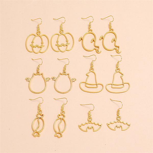 Pumpkin Candy Bat Witch Hat Earrings 1 Set
