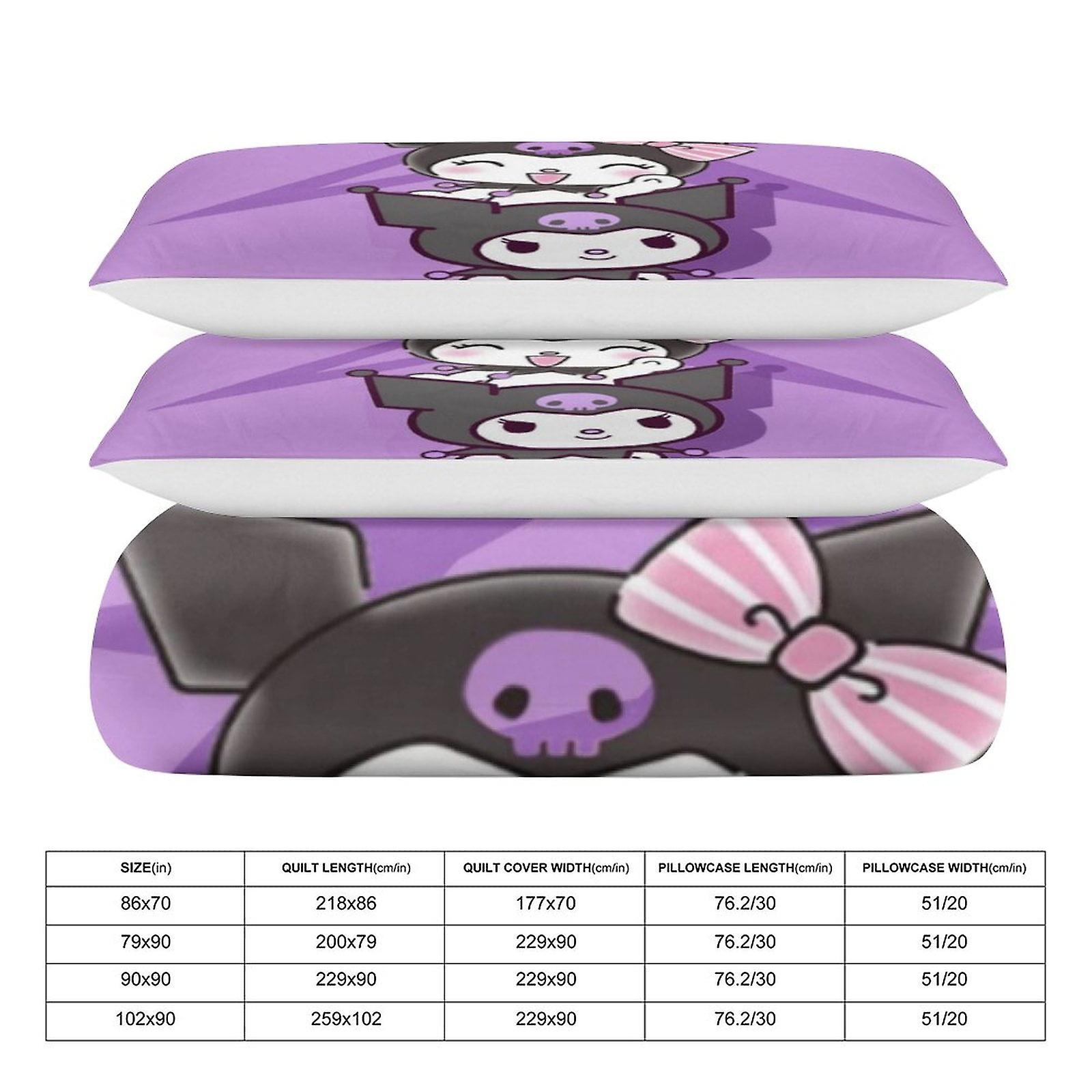 Kuromi Bedding Sets Cute Bed Cover Anime Cartoon 3D Printed Lightweight