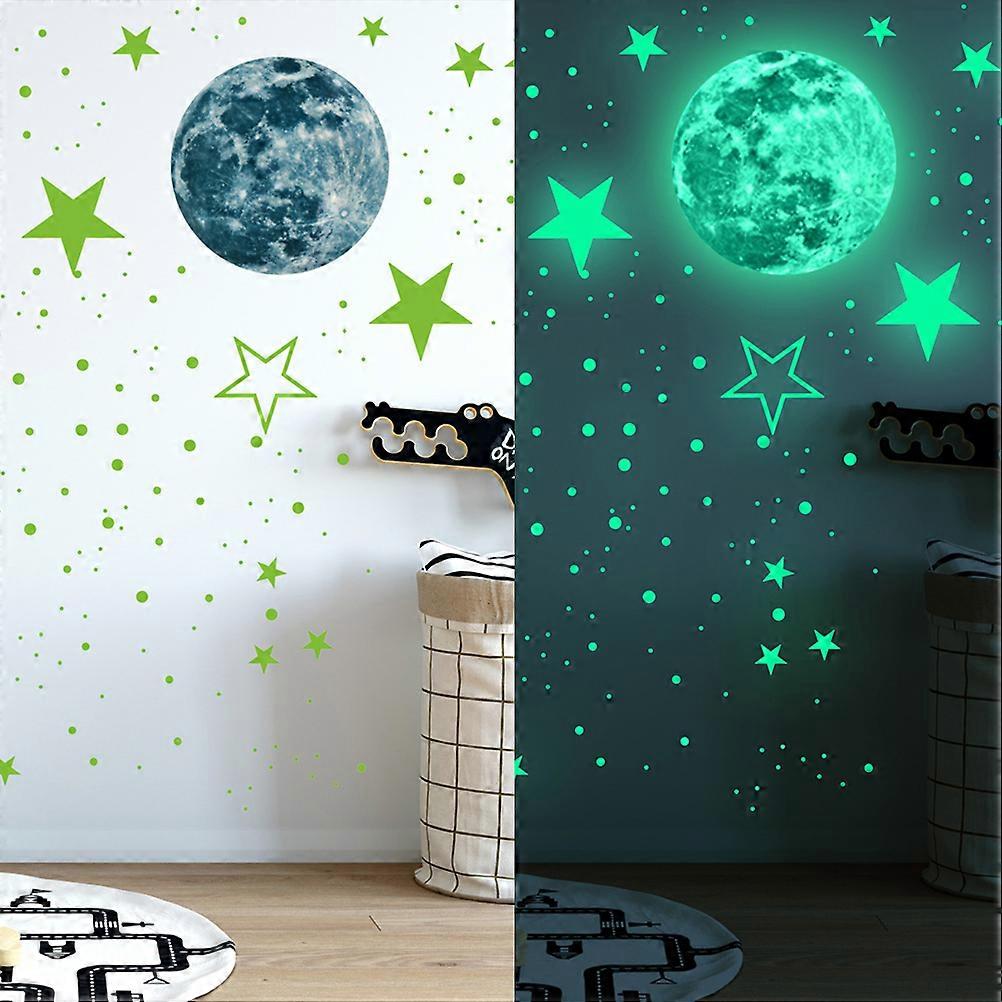 3D Luminous Moon & Dots Wall Stickers 20cm/30cm Fluorescent