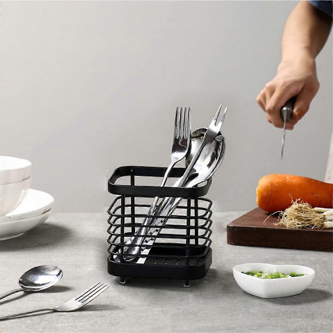 Knife Cutlery Drainer Black Cutlery Holder, Stainless Steel