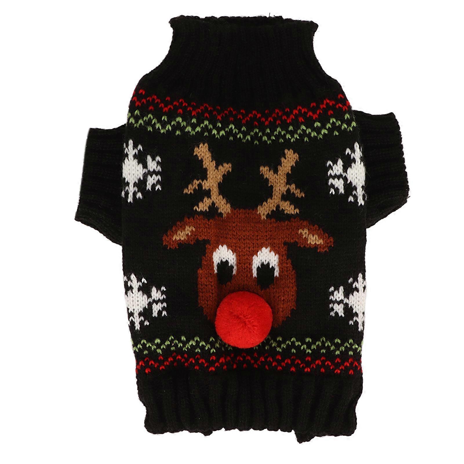 犬の雪のセーター厚く新年のクリスマス犬の休日のセーター小型中型犬XLブラック