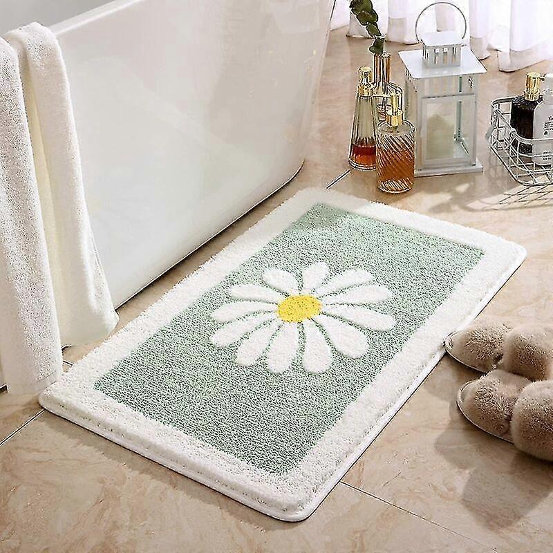 حصيرة حمام أزرق فاتح حصيرة حمام 40 سم 60 سم ، حصيرة حمام زهرة بيضاء سوبر فاين الألياف رقيق سجادة حمام غير قابلة للانزلاق آلة قابلة للغسل أفخم السجاد ، Bathro
