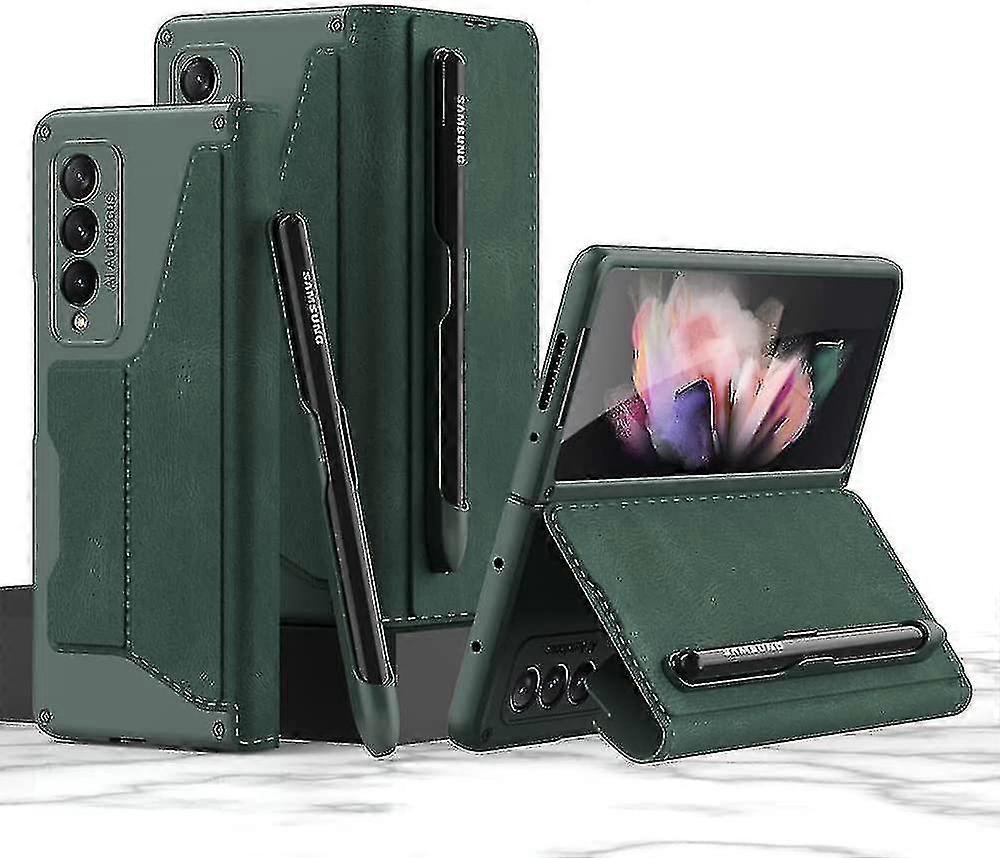 غطاء متوافق مع سامسونج Z Fold 3 5G ، غطاء واقي قابل للطي مع حامل قلم S Pen