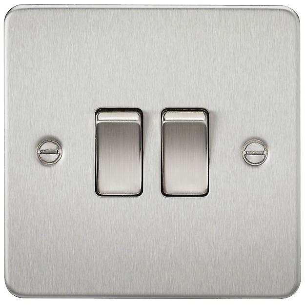 Knightsbridge Flat Plate 10AX 2G 2-way switch - brushed chrome - FP3000BC