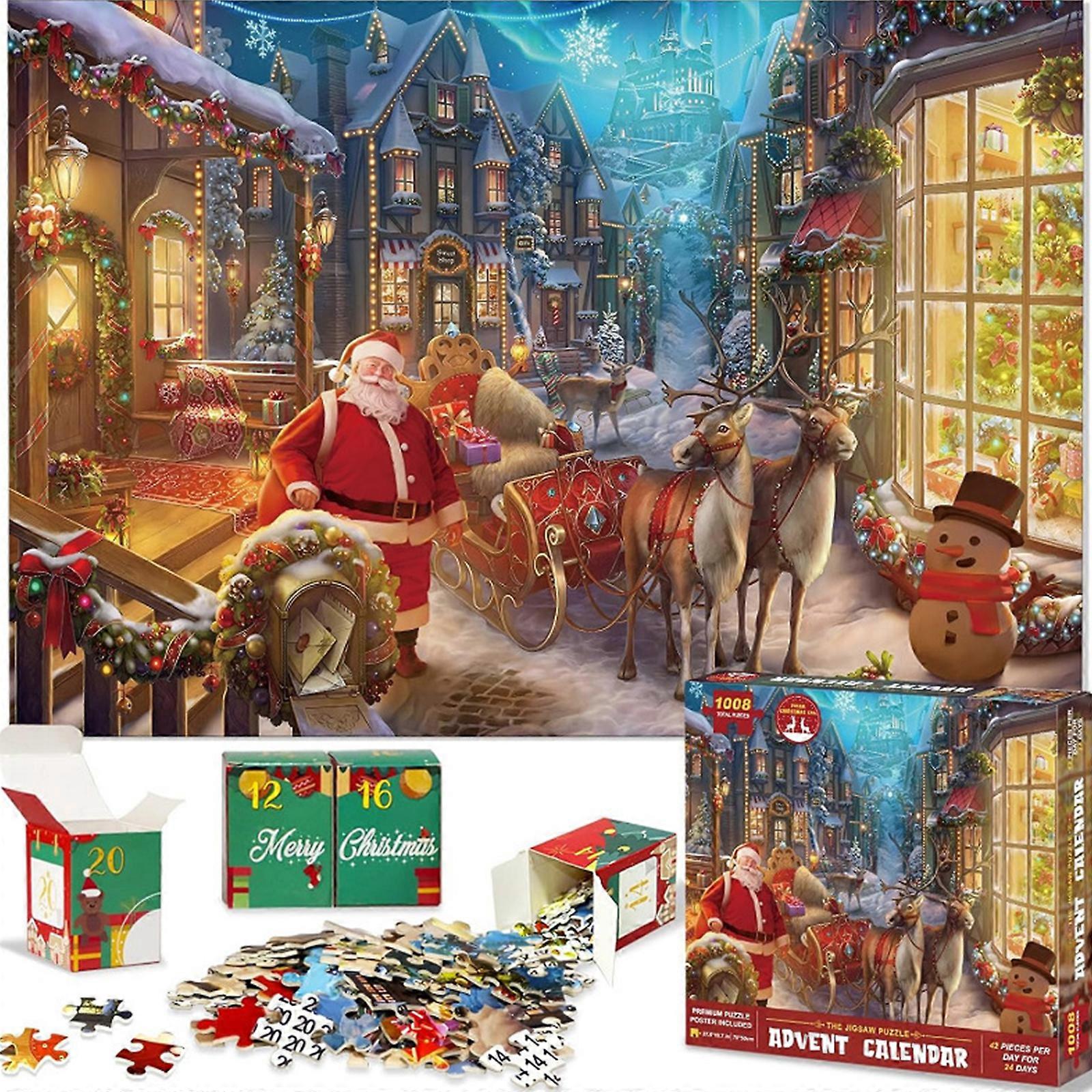 Weihnachten Advent 24 Tage Countdown Kalender 2024 1008Pcs Puzzles Geschenk Heiß