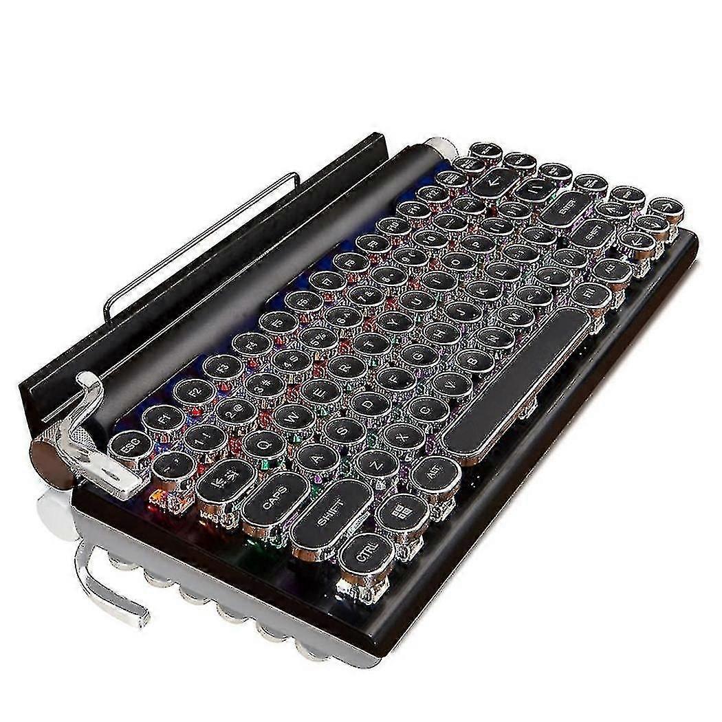 Retro Typewriter Keyboard Wireless Bluetooth Keyboard Usb Mechanical Punk Keycaps For Desktop Pc/la