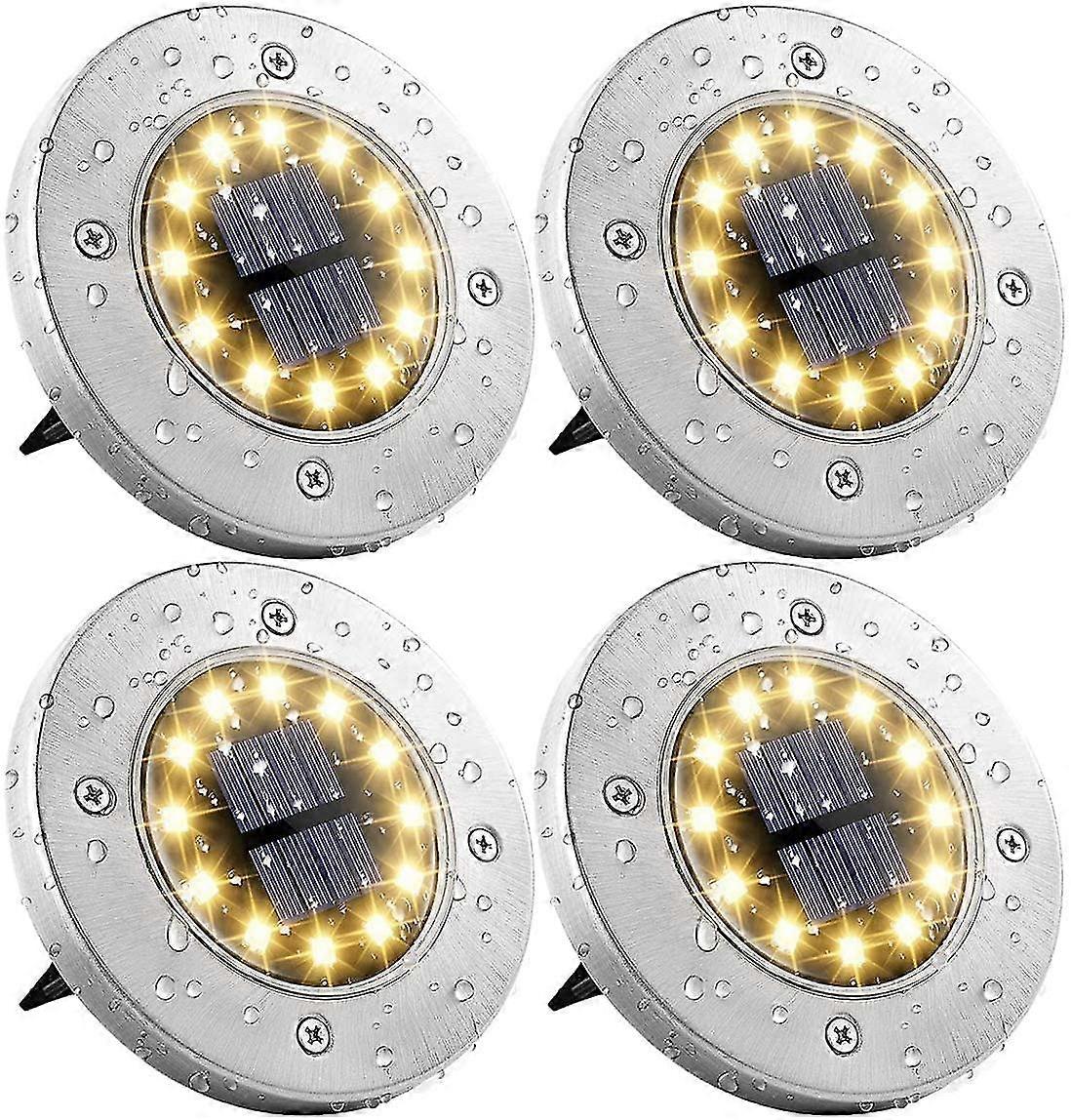 Solcelle gulvlamper, 12 led sollamper for utendørs bruk, hagelamper 6000 K, Ip65 vanntett, varm hvit (8 stk)