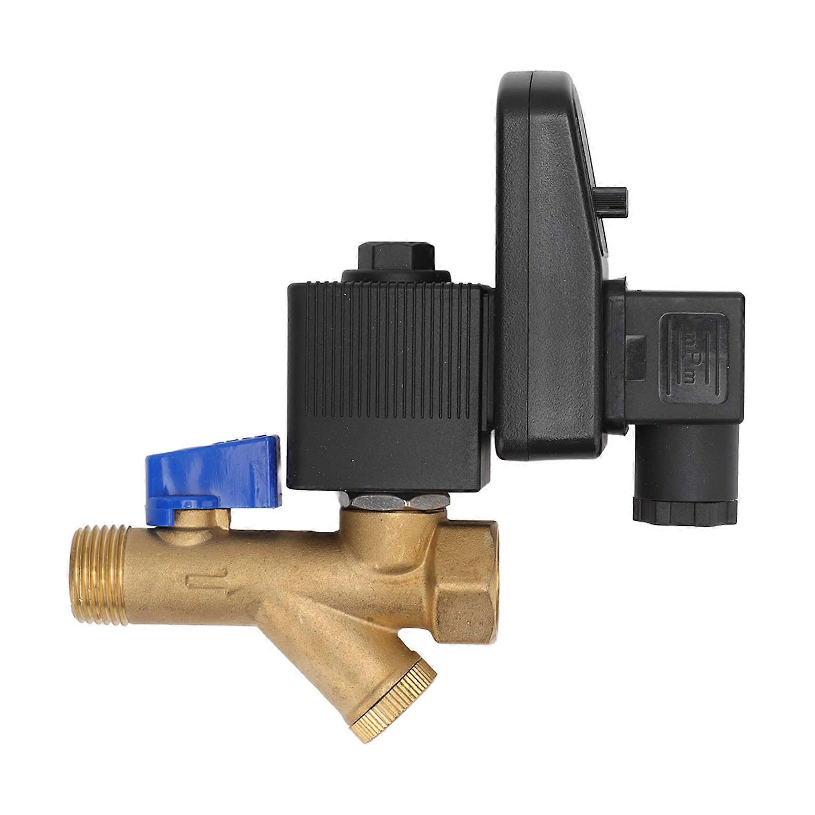 Electronic Drain Valve DN15 G1/2 16bar Working Pressure Brass Noise Free Automatic Drain Valve for Air Compressor DC24V