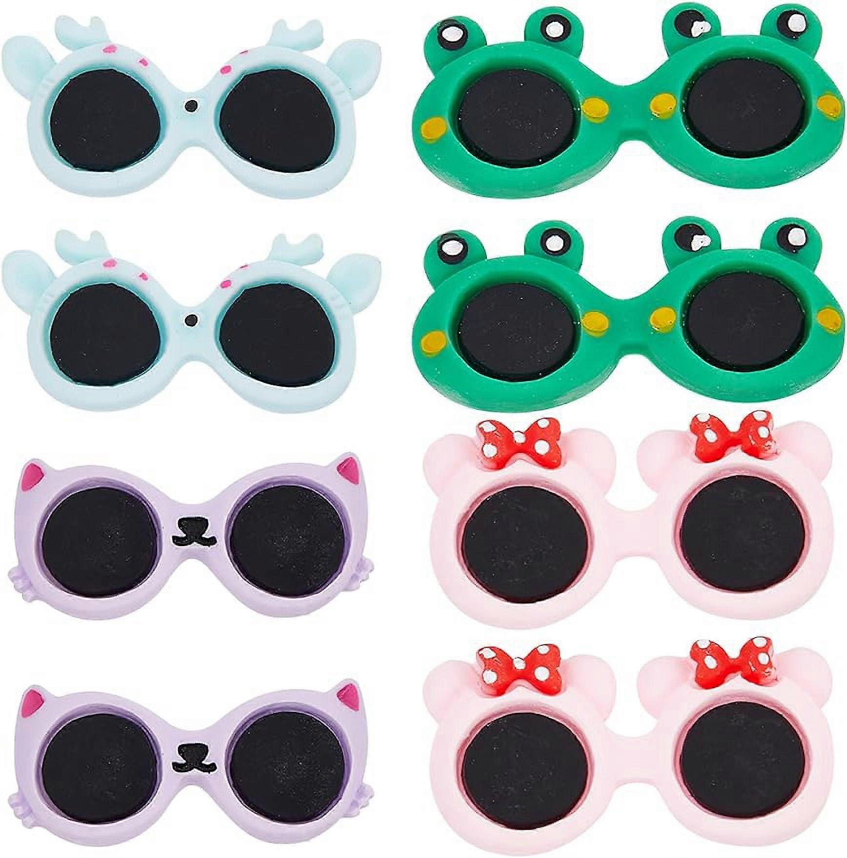 1 Box 40Pcs 4 Style Mini Sunglasses Crafts Sunglasses Charms Summer Ocean Beach Resin Colorful Flatback Buttons