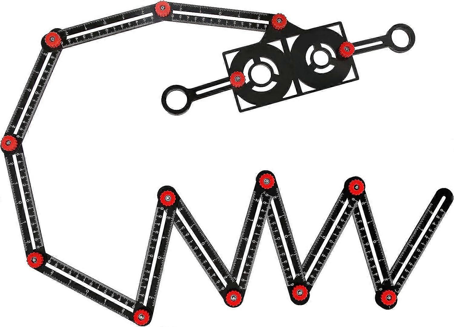 12 Side Holes Multi-Angle Measuring Ruler Upgrade Aluminum Alloy Multi-Angle Measuring Ruler Template Tool with Drilling Aperture Locator for DIYers