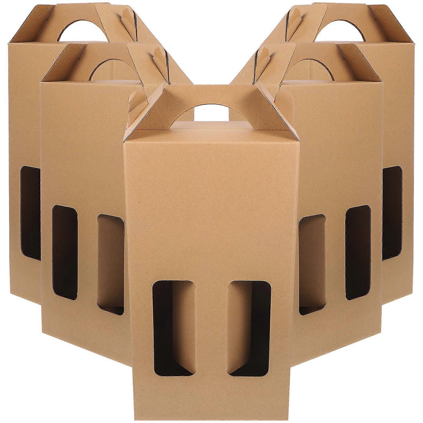 5Pcs Wine Bottle Packing Box Paper Bottle Carrier Paper Bottle Container Paper Bottle Box