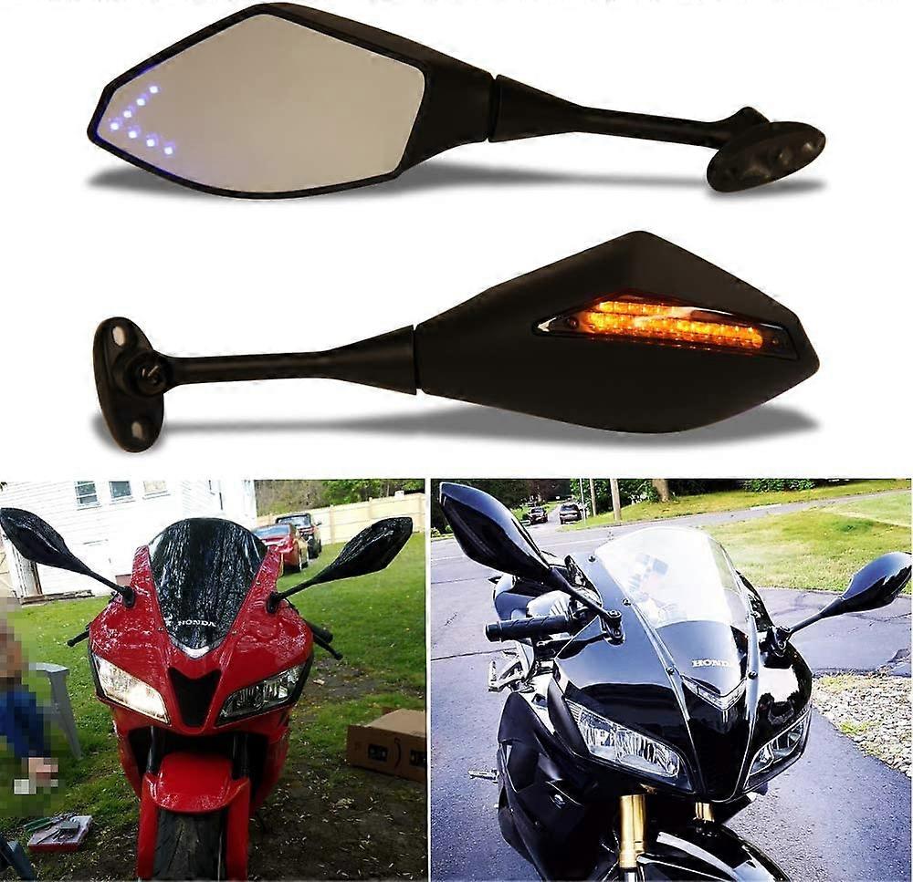 Motorcycle Rearview Mirror With Blue Arrow Led Turn Signals For Cbr600Rr Cbr1000Rr Cbr125R Gsxr 600 A130