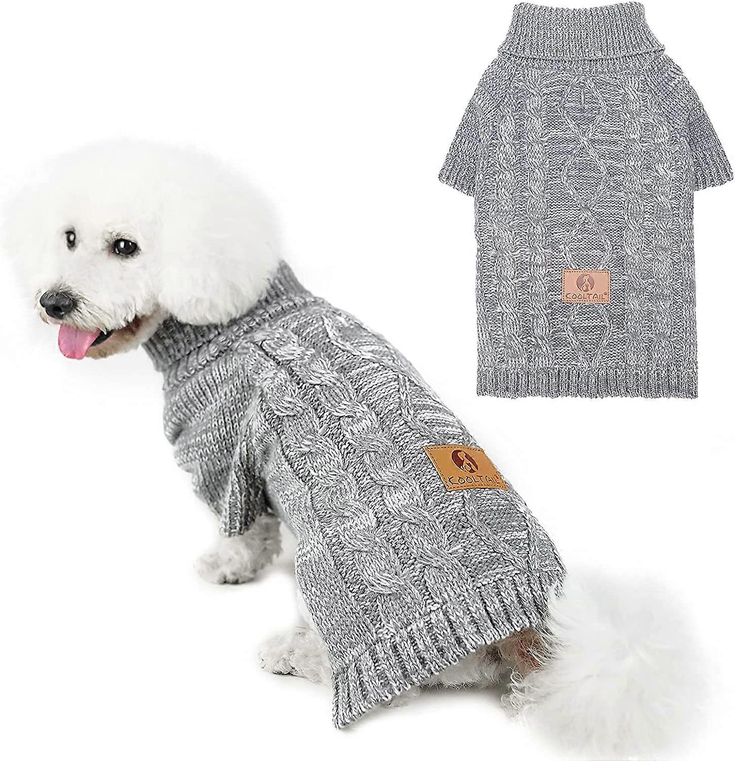 Pet Winter Knit Rollkragenpullover Warmer Pullover (SM, hellgrau) 1 Stück