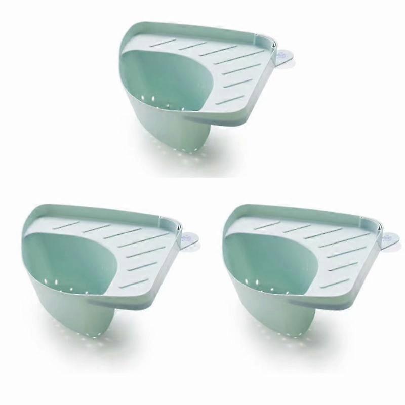 Kitchen Waste Triangular Drain Basket 3 Pieces (Blue)