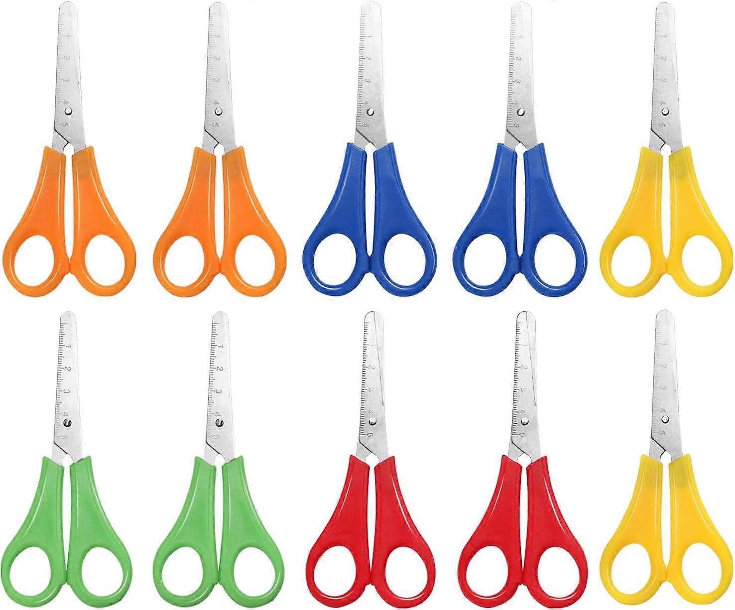 10 Pieces Kids Blunt Tip Safety Scissors Plastic Handle Craft Scissors for Cut and Paste DIY Craft Student Teaching Stationery