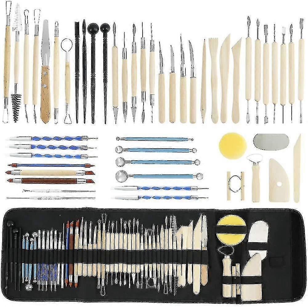 52pcs כלי חימר פולימר דוגמנות ערכות כלי פיסול חימר עבור כלי חרס פיסול עץ