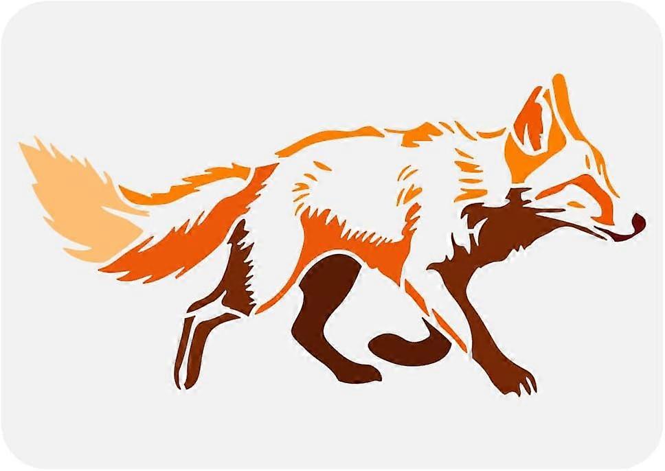 Running Fox Stencil for Painting 8.3x11.7inch Plastic PET Fox Pattern Drawing Template Hollowed Walking Fox Painting Stencil Decorative Animal Theme T