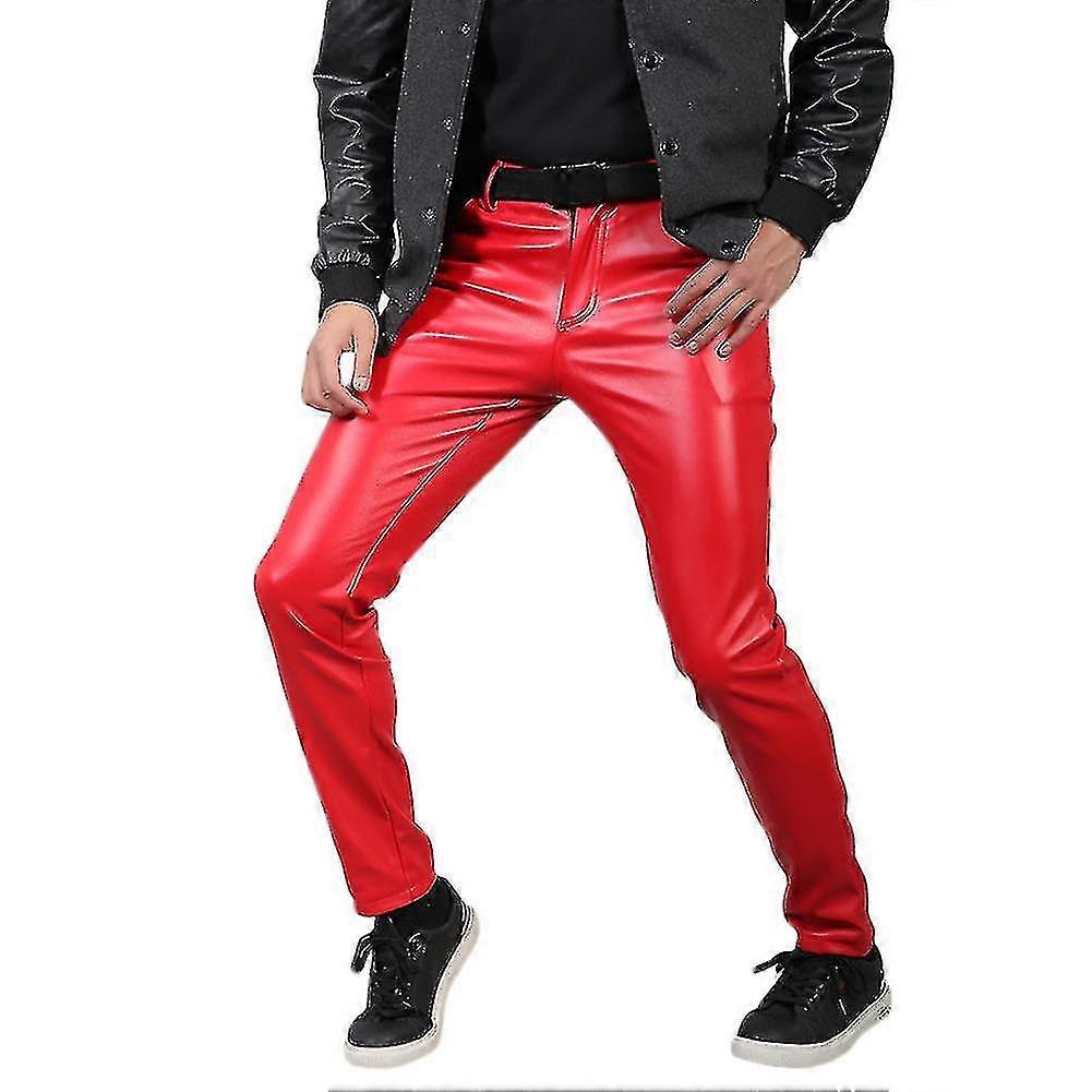 Herren Stretch Tight Kunstlederhose