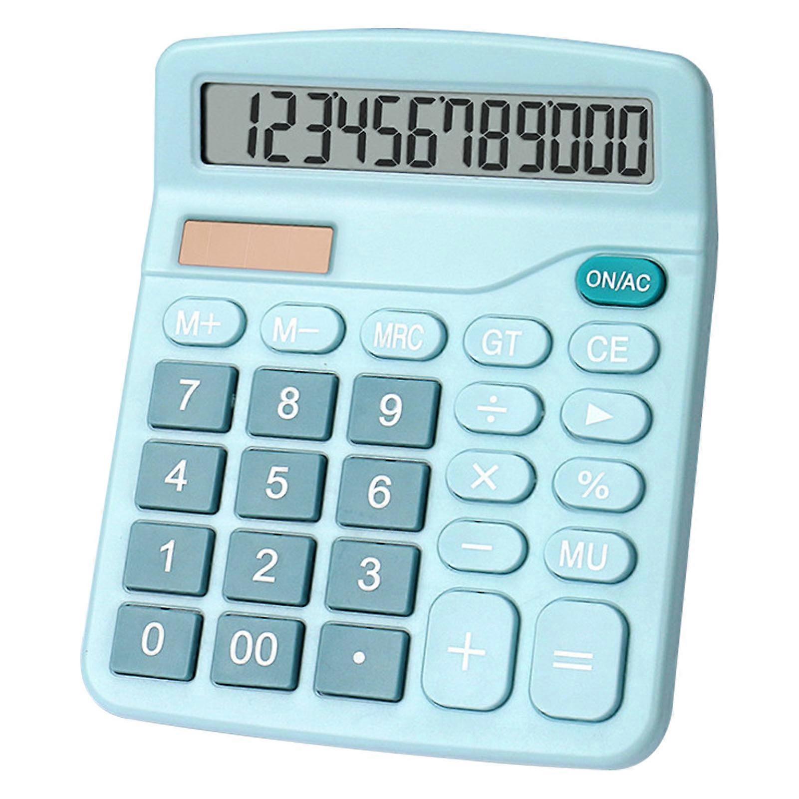 Solar Calculator Multifunctional Fashionable Cute Small Digital Desktop Calculator for Students Home School Blue