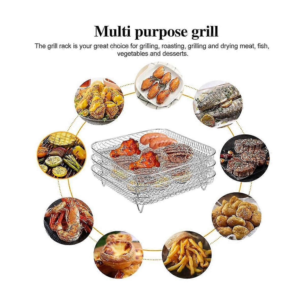 8 Inch Square Rack, Stackable Racks With Foil Brush,stainless Steel Accessories