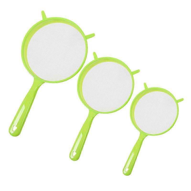 3 Pack Long Handle Flours Sifter Set Hangable Sturdy Powder Filter for Baking Pastry