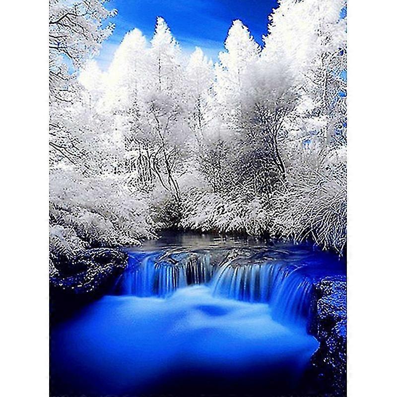 Diy Diamond Dots Painting Landscape Falls Tree Diamond Embroidery Mosaic Relaxing Style For Home Decor