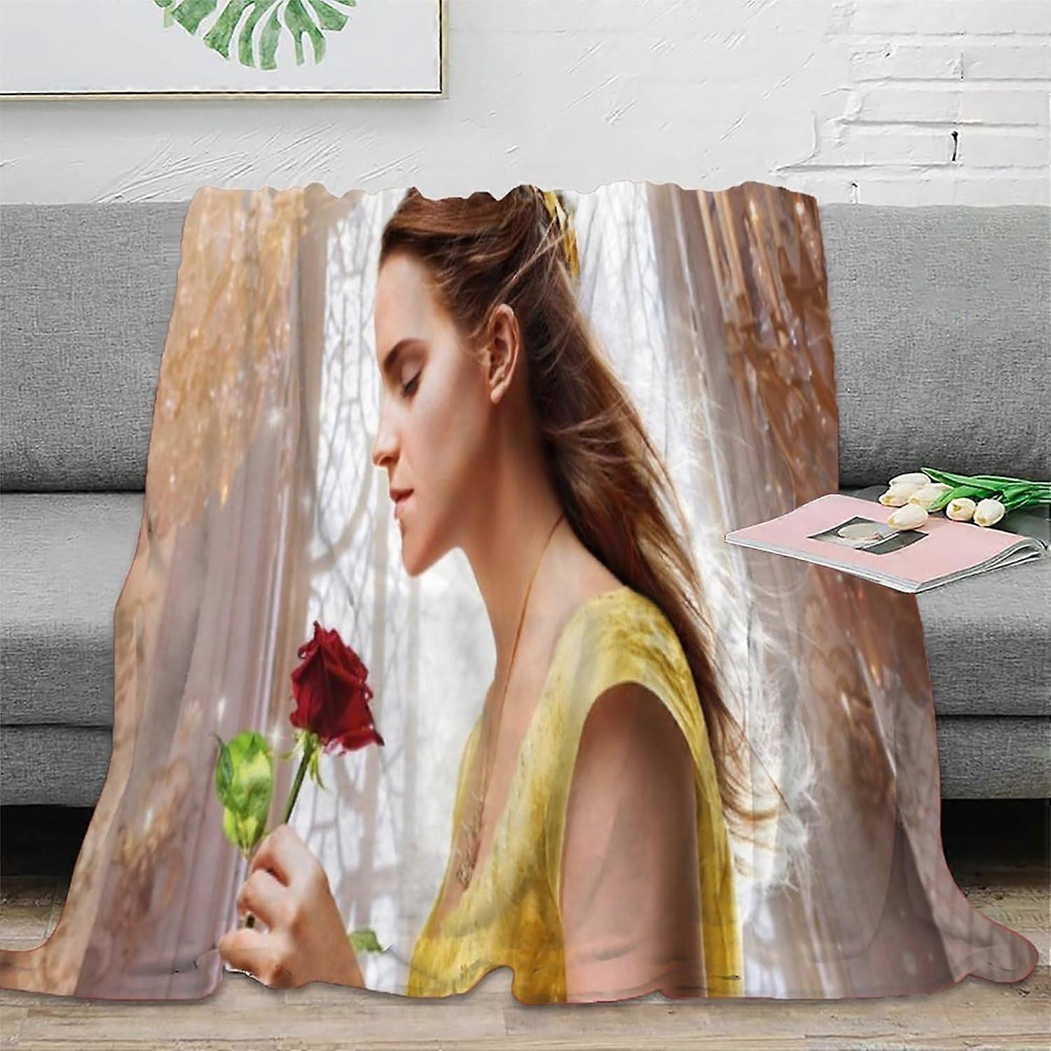 Autumn & Winter Blanket Beauty And The Beast Plush Fleece Throw Blanket for Couch Sofa,Super Soft Fuzzy Flannel Blanket with Fairy Princess Pattern fo