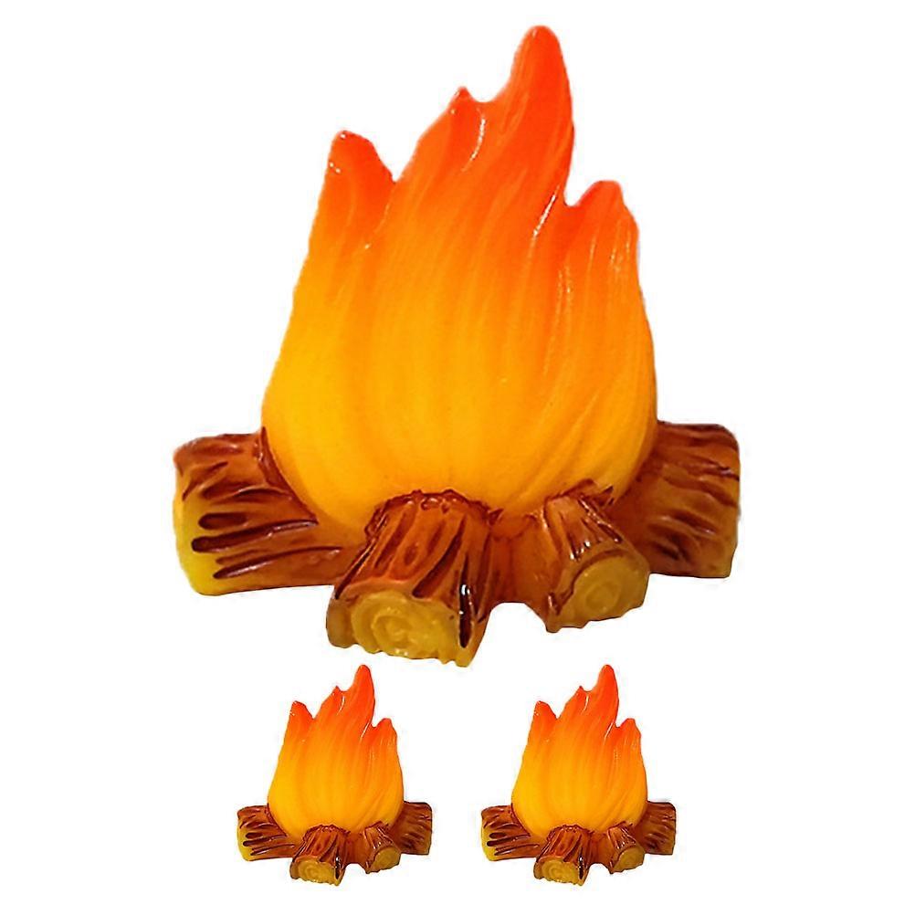 3Pcs Fake Bonfire Model Tiny Fire Miniature Decoration for Micro Landscape Scene Setting
