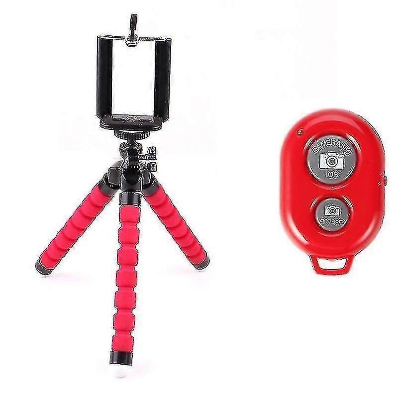 flexible Octopus Mobile Phone Holder And Tripod With Bluetooth Remote Control(red)