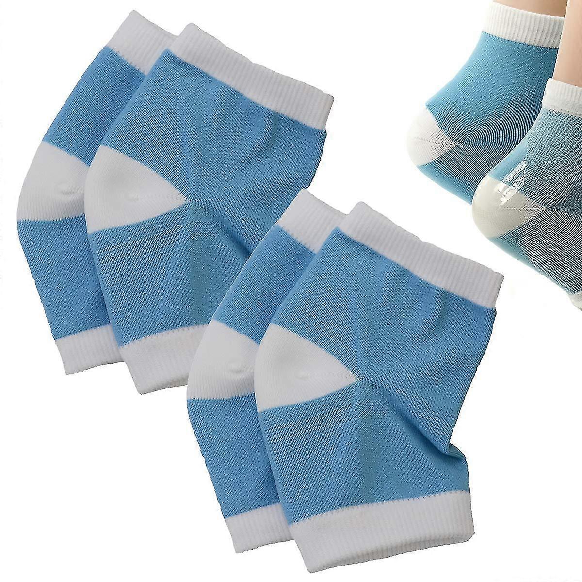 2 Pairs Moisturizing Silicone Gel Heel Socks For Dry Hard Cracked Skin Moisturizing Open Toe Comfy Recovery Socks (blue)